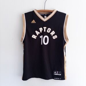 Vintage RAPTORS 10 DeROZAN Adidas Jersey NBA Basketball Large black gold